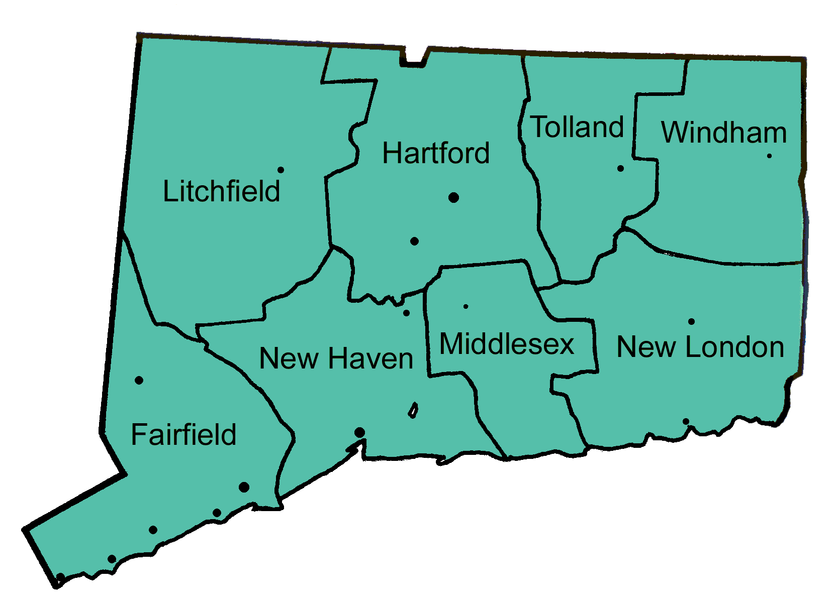 Connecticut County Map With Cities